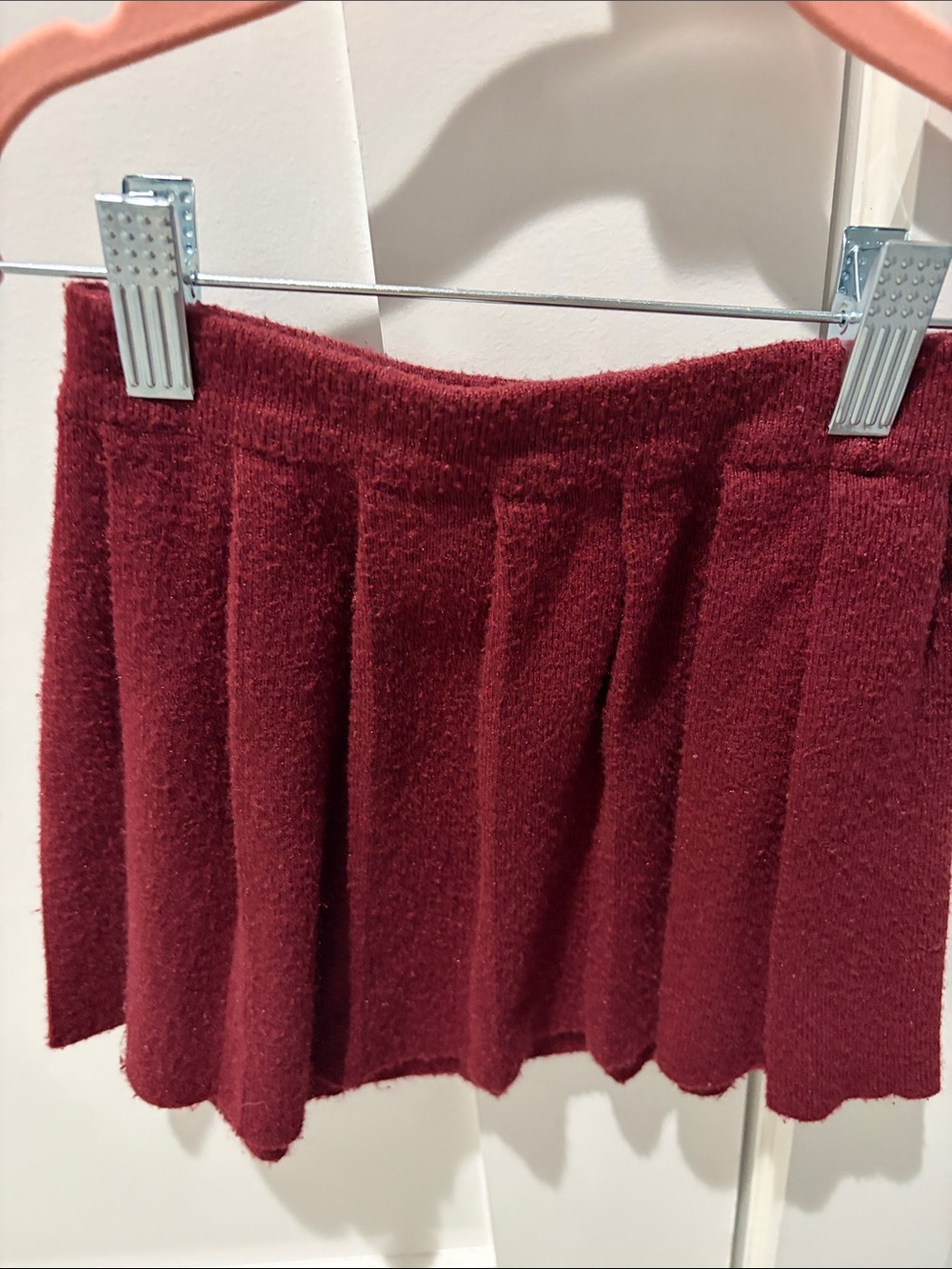 Zara Girls Wine Red Knit Pleated Skirt